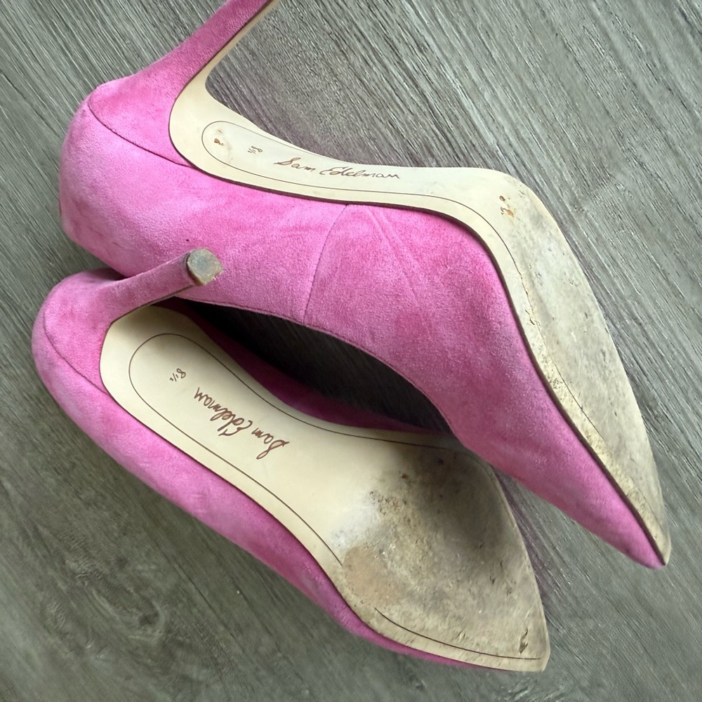 Sam Edelman Pink Suede Pointed-Toe D'Orsay Heels - Picture 2 of 3